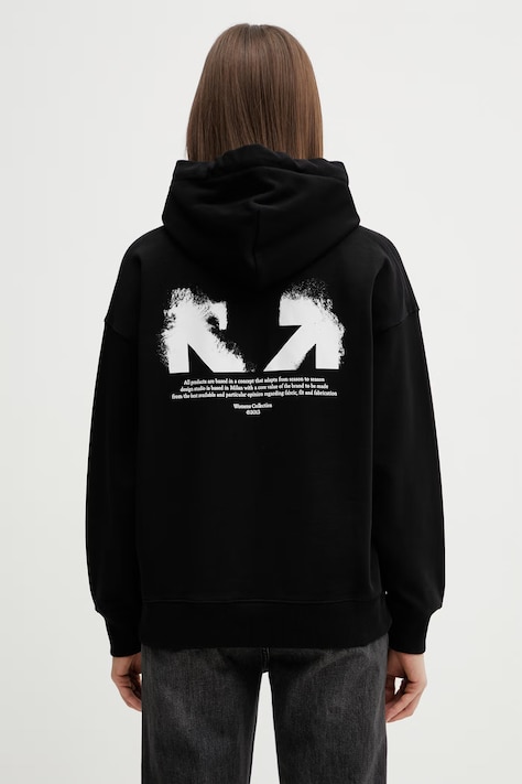 Off-White Half Arrow bluza z kapturem bawełniana damska czarna 2BB06DS26FLE001