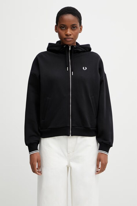 Fred Perry bluza rozpinana bawełniana damska czarna G2164