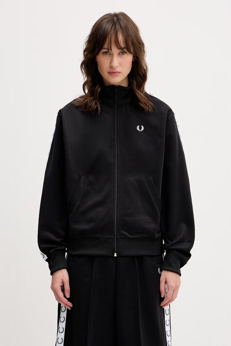 Fred Perry bluza damska kolor czarny z aplikacją J1106