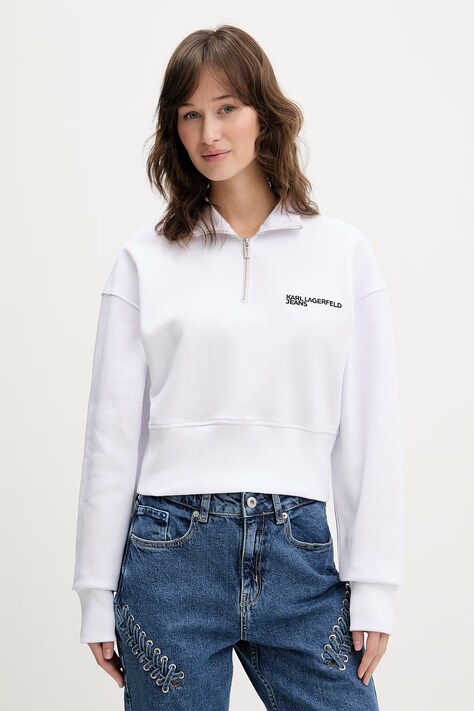 Mikina Karl Lagerfeld Jeans biela farba, s nášivkou, B2W20041