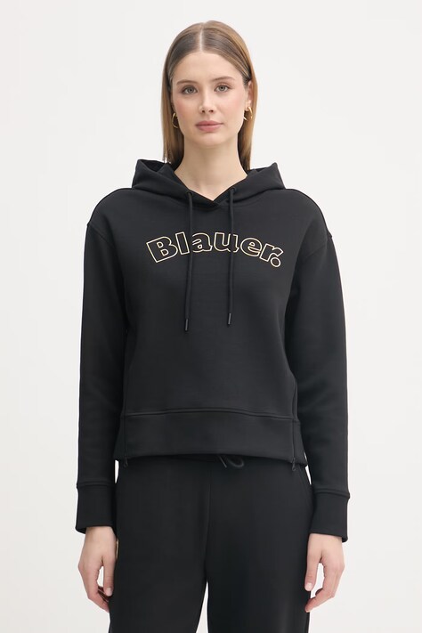 Blauer bluza z kapturem damska z bawełny FAYETTE czarna BLDF08057