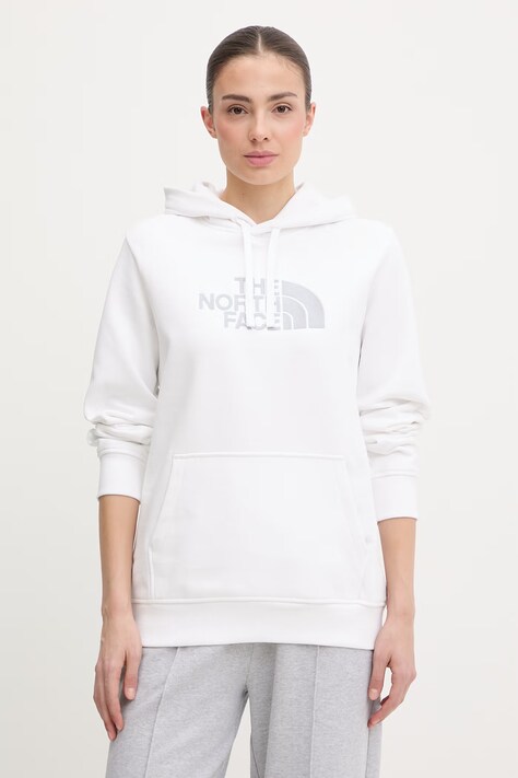 The North Face bluza z kapturem damska z bawełny DREW PEAK biała NF0A89EHMV51