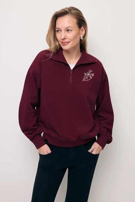Bizuu bluza TANSY damska kolor bordowy z aplikacją TANSY BORDOWY