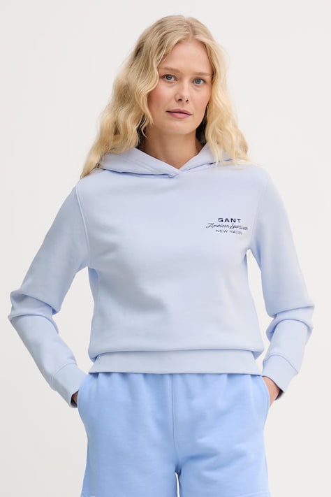 Gant bluza z kapturem damska bawełniana niebieska 4201486