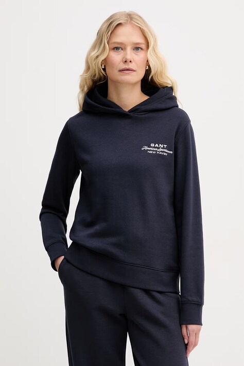 Gant bluza z kapturem damska bawełniana granatowa 4201486