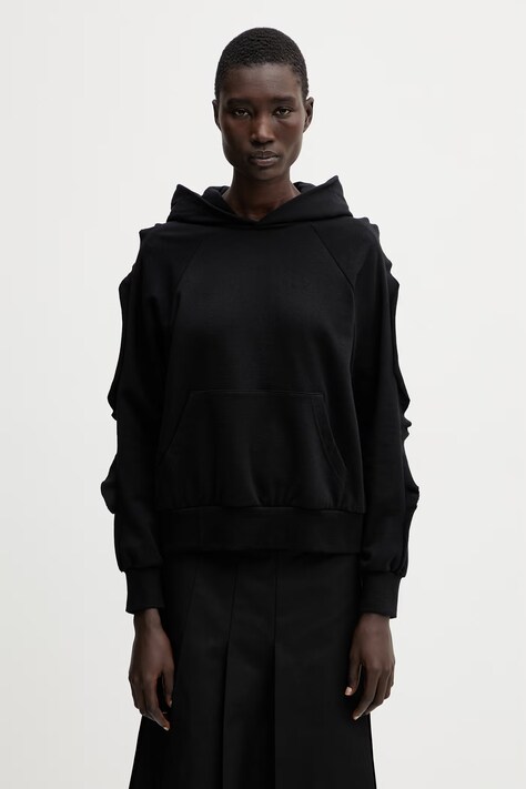 Undercover HOODIE bluza z kapturem bawełniana damska czarna UP1F1810