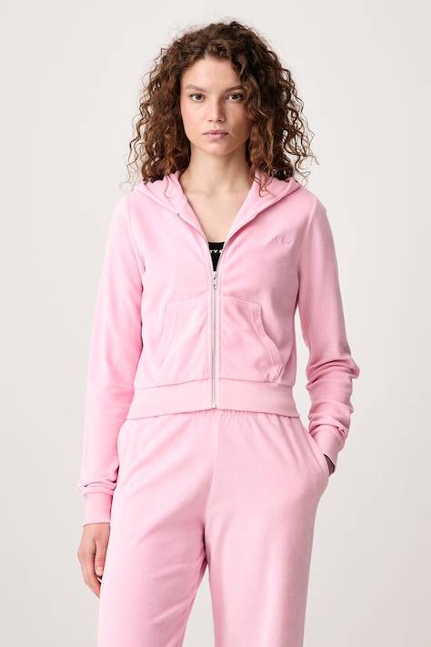 Sporty & Rich Signature Logo Krystal bluza rozpinana welurowa damska różowa CA04473326P144