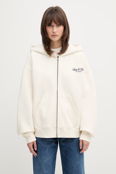 Sporty & Rich Vendome LA bluza rozpinana z kapturem bawełniana damska beżowa ST09476269WH37
