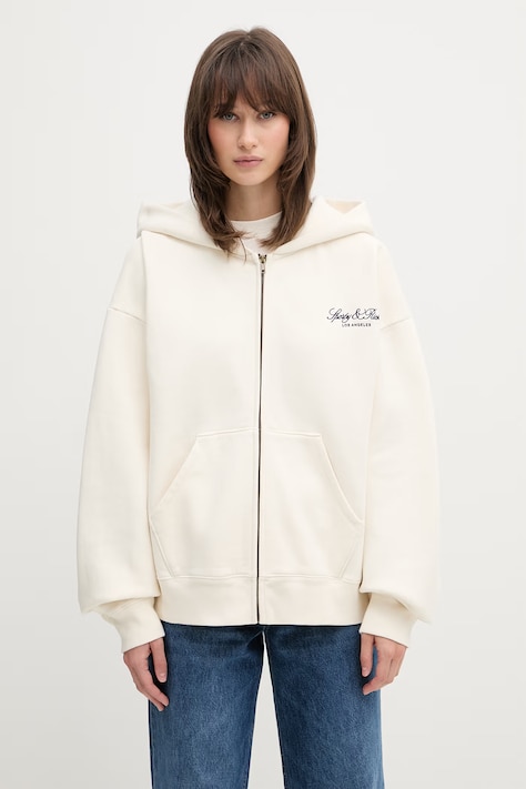 Sporty & Rich Vendome LA bluza rozpinana z kapturem bawełniana damska beżowa ST09476269WH37