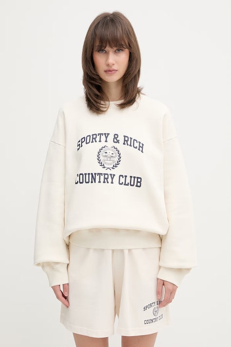 Sporty & Rich Varsity Crest bluza bawełniana damska beżowa ST09876218WH37