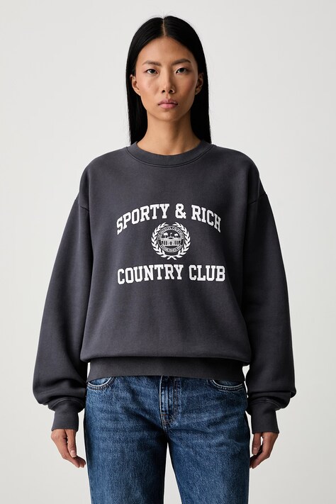 Sporty & Rich Varsity Crest bluza bawełniana damska szara ST098711218GY25