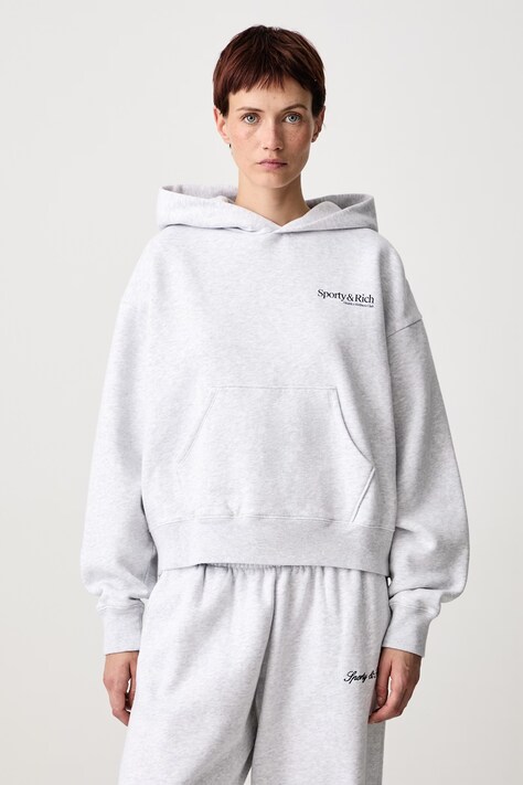 Sporty & Rich Modern bluza z kapturem bawełniana damska szara ST095710087GY03