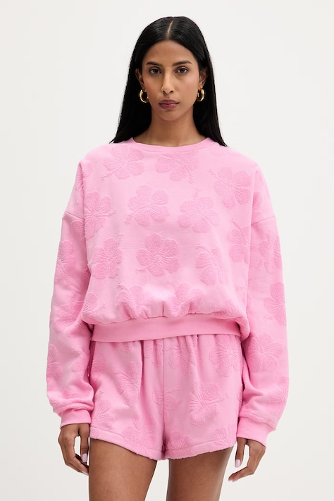 Rip Curl bluza oversize damska bawełniana PARADISE TERRY CREW różowa 0BPWFL