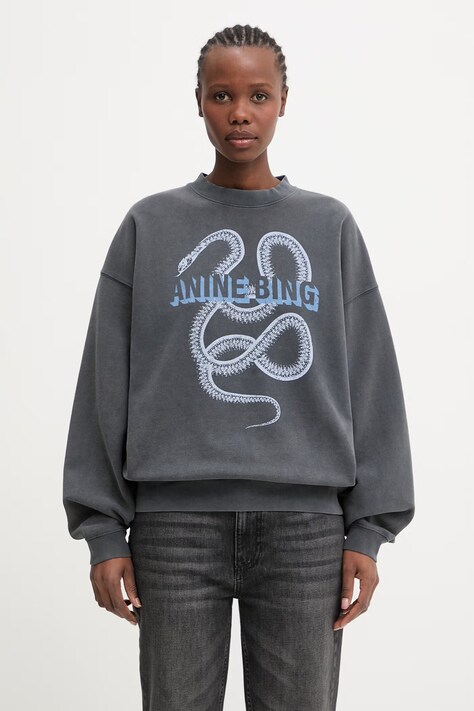 Anine Bing Harvey bluza oversize bawełniana damska czarna A.08.12060