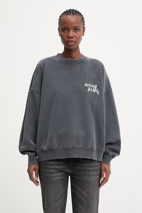 Anine Bing Miles bluza oversize bawełniana damska czarna A.08.12055