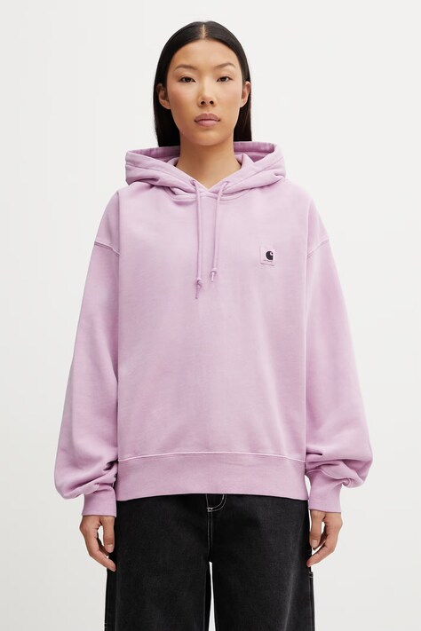 Carhartt WIP W' Hooded Nelson Sweat bluza oversize bawełniana damska fioletowa I032741.3IBGD