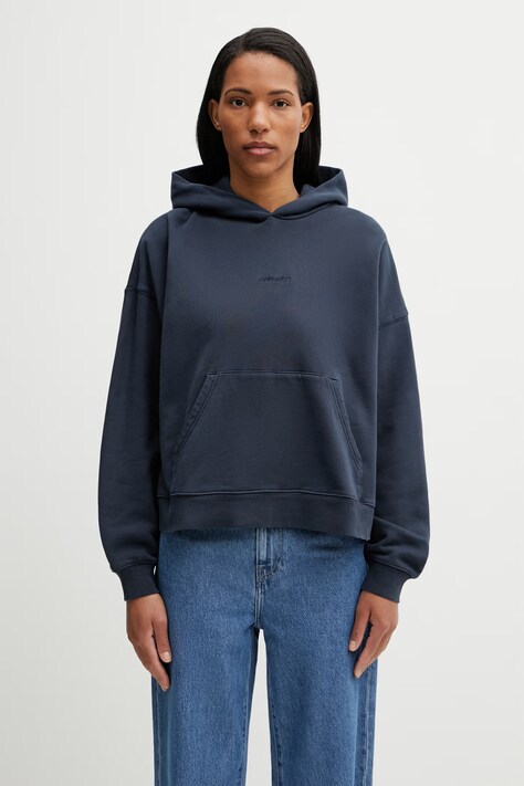 Carhartt WIP W' Hooded Benton Sweat bluza z kapturem damska bawełniana granatowa I034512.3IWGD