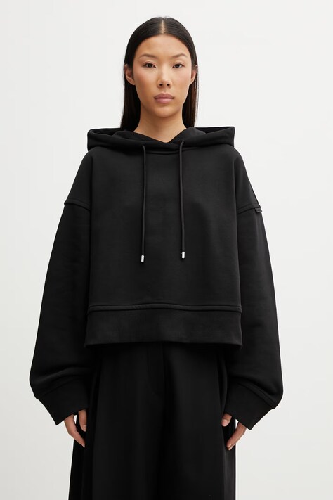 Sportmax Spdslogan bluza z kapturem bawełniana damska czarna 2612921015600