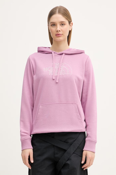 The North Face bluza z kapturem damska z bawełną Drew Peak Light fioletowa NF0A8C1DMOJ1