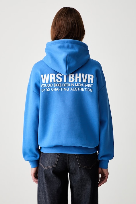 WRSTBHVR Studio V12 bluza z kapturem damska z bawełną niebieska U2026TT.3459