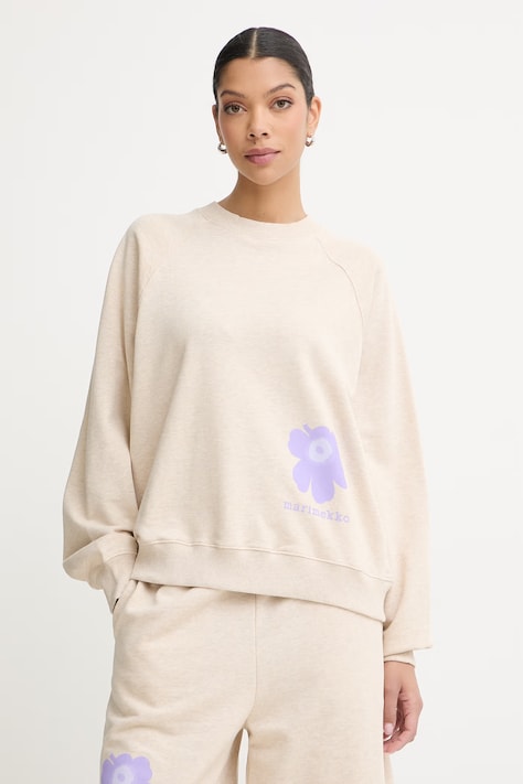 Marimekko bluza damska bawełniana beżowa 095469