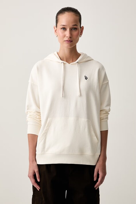 U.S. Polo Assn. bluza z kapturem damska z bawełną DHM LB beżowa WUP1674
