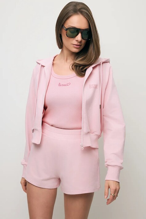 BIZUU bluza rozpinana z kapturem damska bawełniana CIANA Różowa CIANA RÓŻOWY