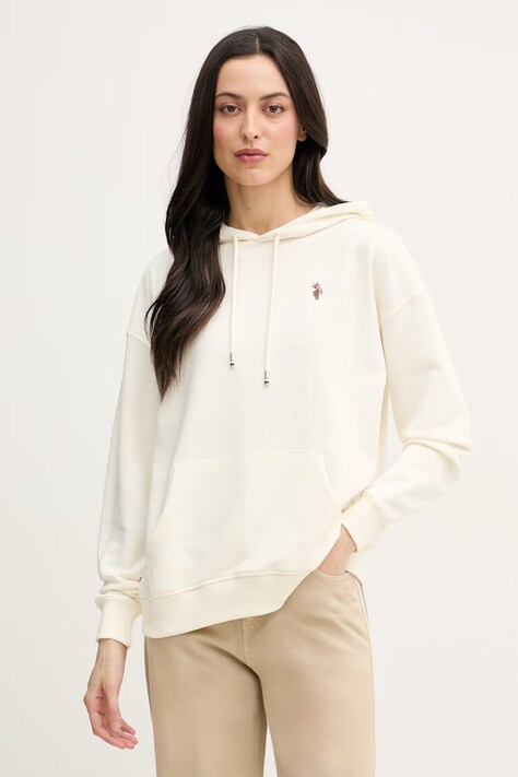 U.S. Polo Assn. bluza z kapturem damska z bawełną DHM Hoodie beżowa WUP2541