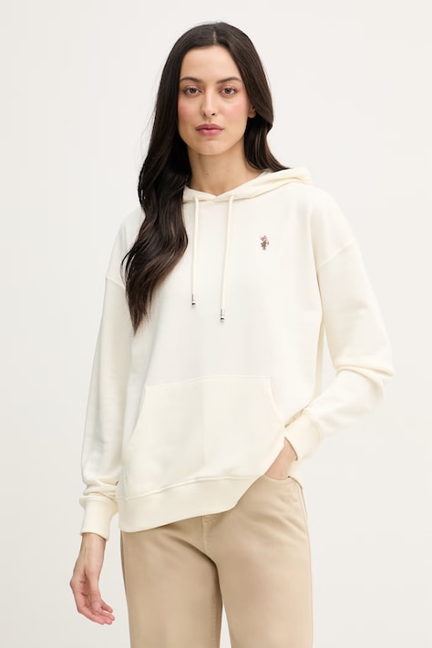 U.S. Polo Assn. bluza z kapturem damska z bawełną DHM Hoodie beżowa WUP2541