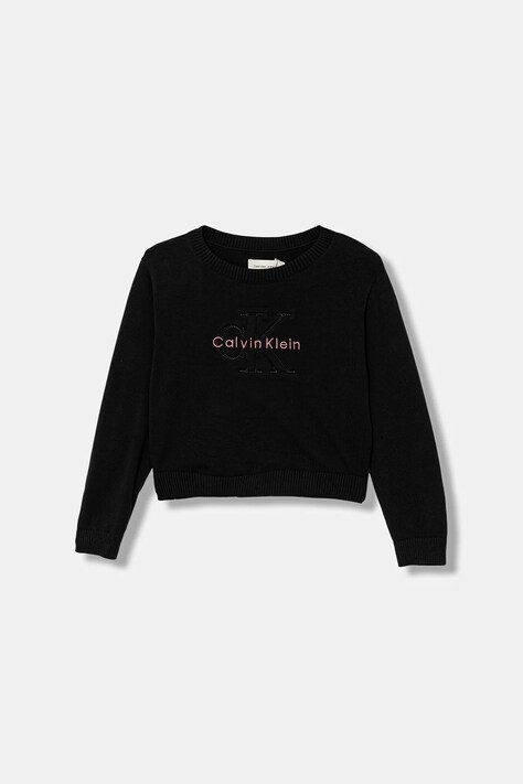Calvin Klein Jeans bluza bawełniana dziecięca kolor czarny z aplikacją IG0IG03075