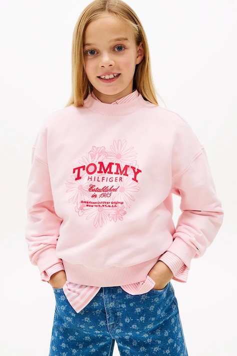 Дитяча кофта Tommy Hilfiger колір рожевий з аплікацією KG0KG08992