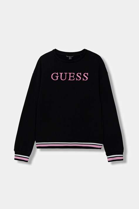 Guess bluza bawełniana dziecięca kolor czarny z aplikacją J6RQ01 KAD74