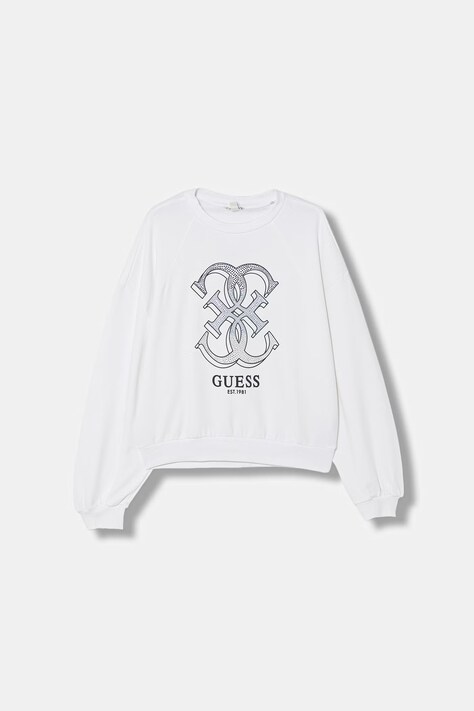 Guess bluza bawełniana dziecięca kolor biały z aplikacją J6RQ06 KAD74