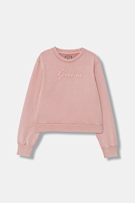 Guess bluza bawełniana dziecięca kolor różowy z aplikacją J6RQ09 KAX74