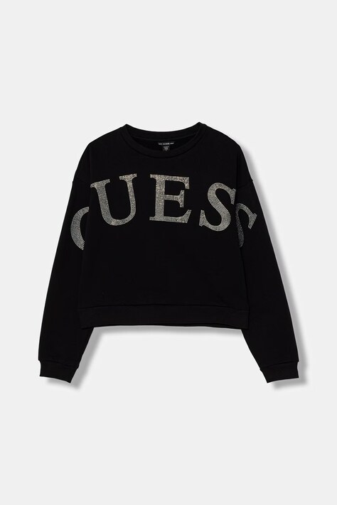 Guess bluza bawełniana dziecięca kolor czarny z aplikacją J6RQ10 KAD74