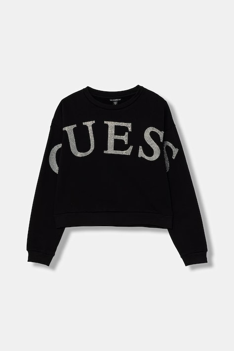 Guess bluza bawełniana dziecięca kolor czarny z aplikacją J6RQ10 KAD74