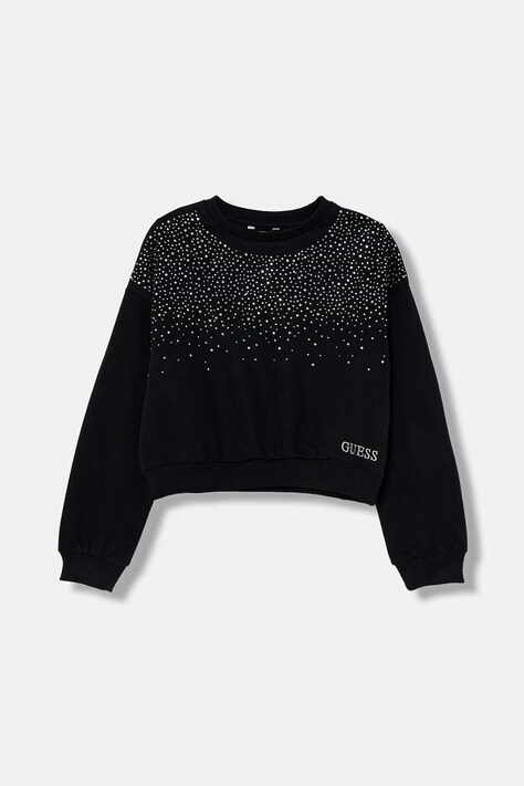 Guess bluza bawełniana dziecięca kolor czarny z aplikacją J6RQ13 KA6R4
