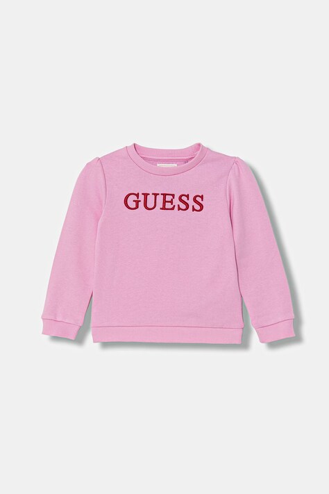 Guess bluza dziecięca kolor różowy z aplikacją K6RQ00 KAD74