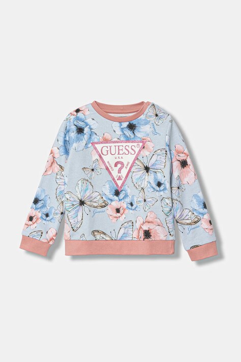 Guess bluza bawełniana dziecięca kolor niebieski wzorzysta K6RQ02 KA6R4