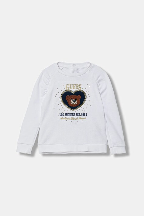 Guess bluza bawełniana dziecięca kolor biały z aplikacją K6RQ03 KAD74