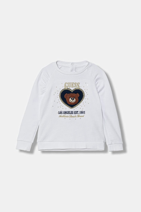 Guess bluza bawełniana dziecięca kolor biały z aplikacją K6RQ03 KAD74