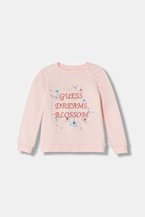 Guess bluza bawełniana dziecięca kolor różowy z aplikacją K6RQ03 KAD74