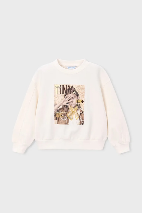 Dětská mikina Mayoral béžová barva, s potiskem, 3448