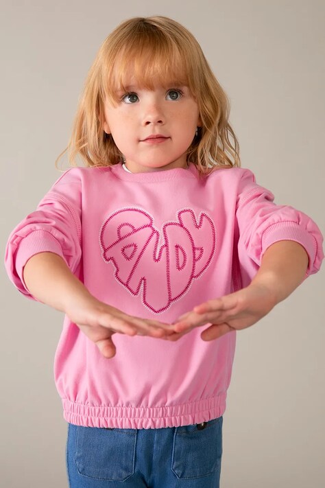 Детская кофта Mayoral цвет розовый с аппликацией 3449