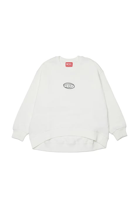 Diesel bluza dziecięca z bawełną SKIPRYS SWEAT-SHIRT kolor biały gładka J02621