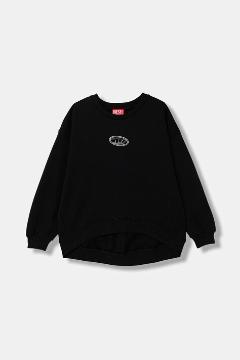 Diesel bluza dziecięca z bawełną SKIPRYS SWEAT-SHIRT kolor czarny gładka J02621