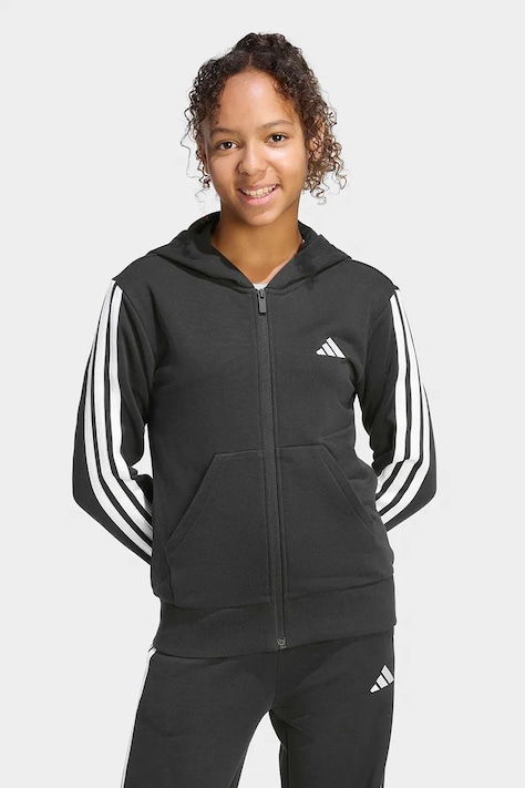 Detská mikina adidas čierna farba, s kapucňou, s nášivkou, KC8735