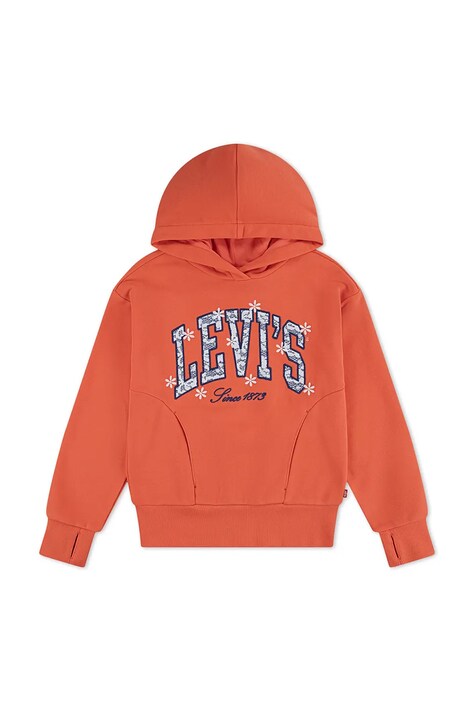 Levi's mikina s kapucňou detská bavlnená LOGO HOODIE oranžová 3EP543