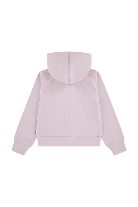 Levi's bluza dziecięca MEET AND GREET ZIP UP HOOD kolor różowy z kapturem gładka 3EP548