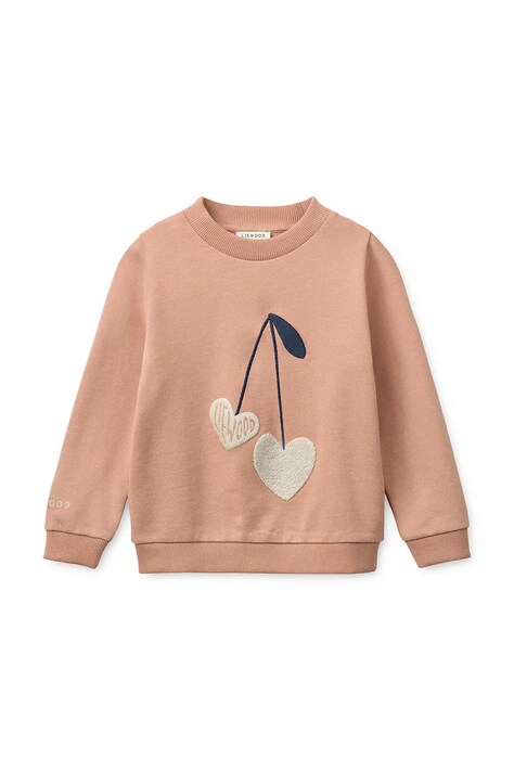 Detská bavlnená mikina Liewood Thora Placement Sweatshirt ružová farba, s potlačou, LW20681